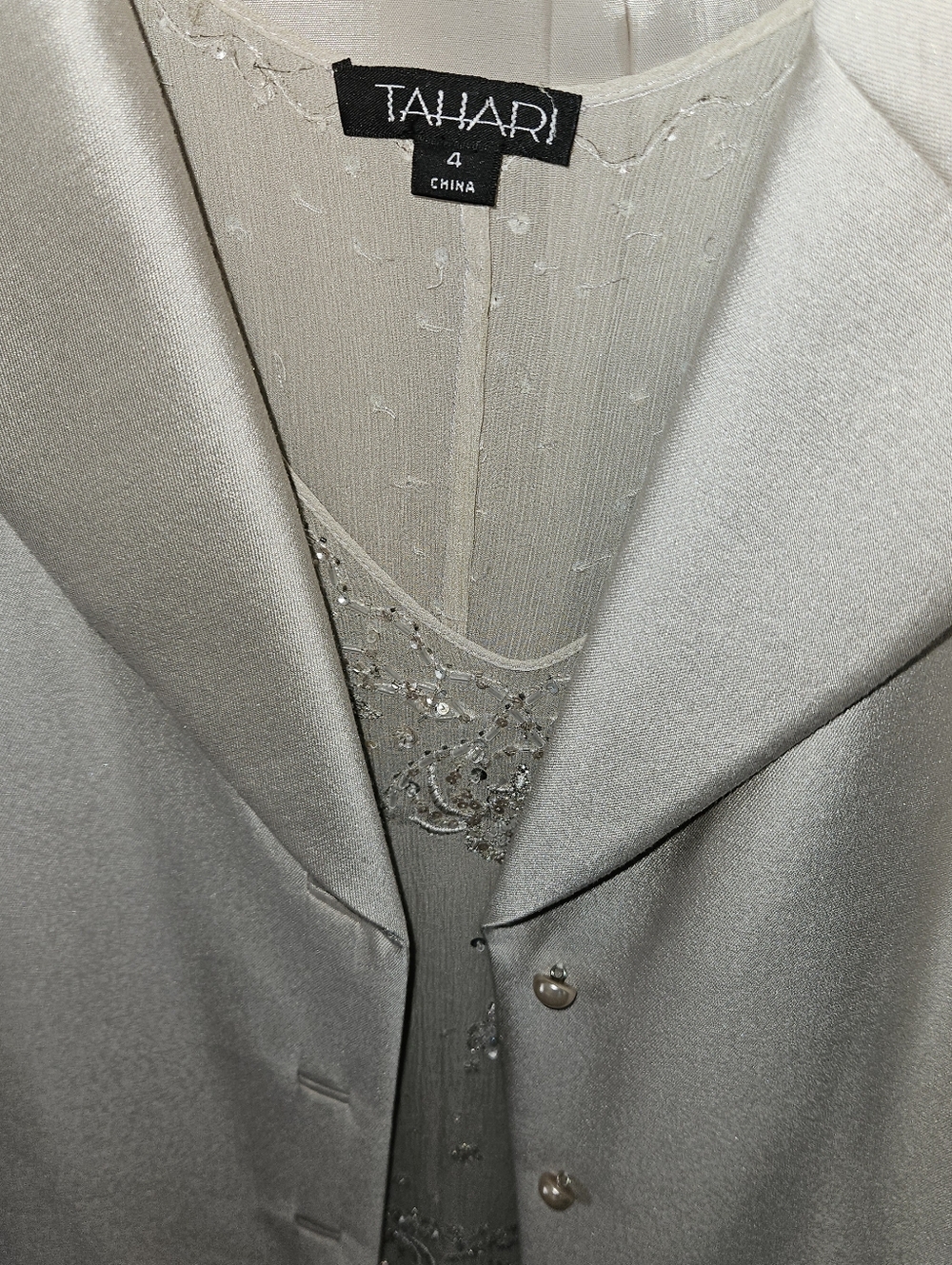 Tahari 2 piece Long Coat/Sequin Dress Size 4